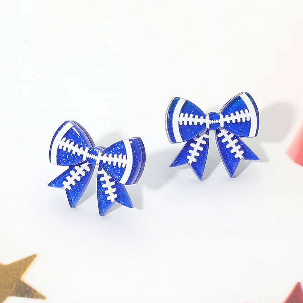 Game Day Football Bow Stud Earrings: Orange