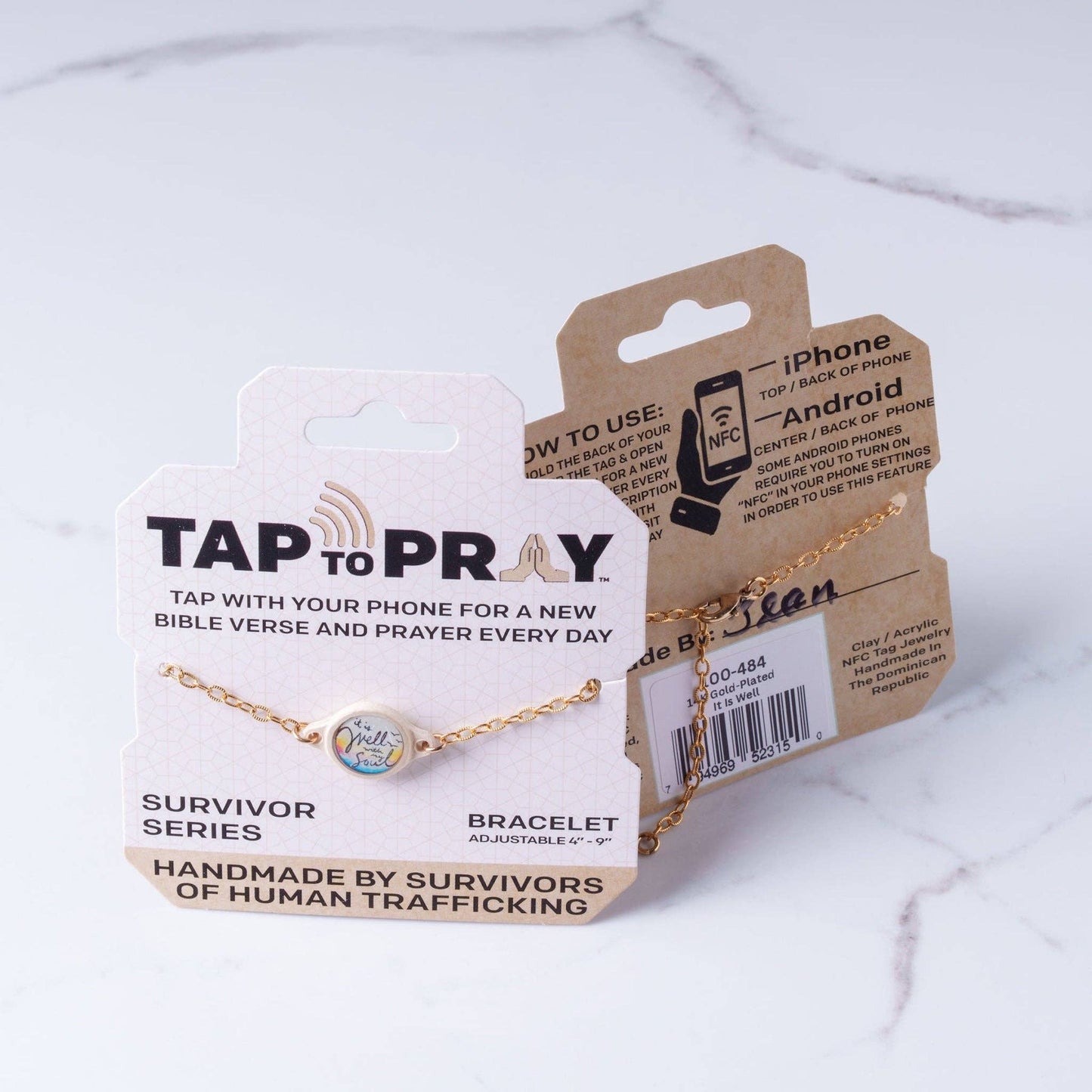Tap To Pray® Survivor Series Chain Bracelet: 14K Gold-Plated + Vanilla Cross