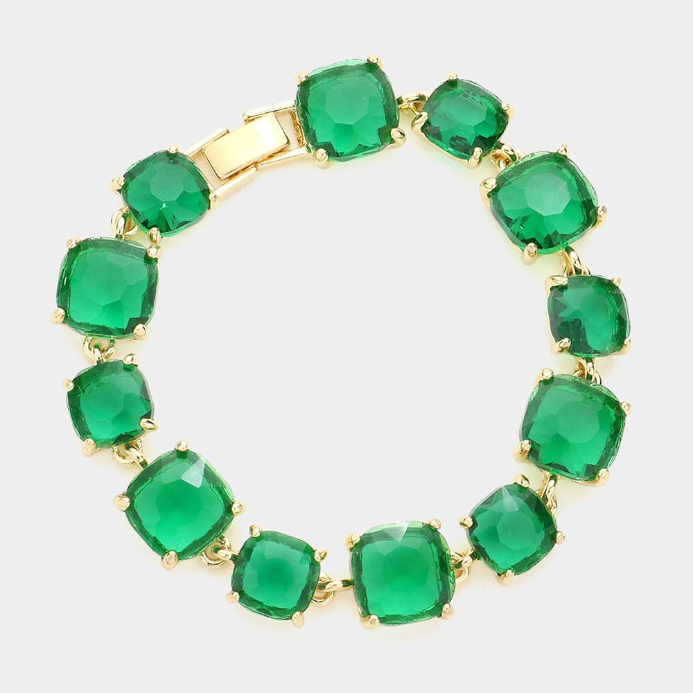 Cushion Square Stone Link Evening Bracelet: PWT
