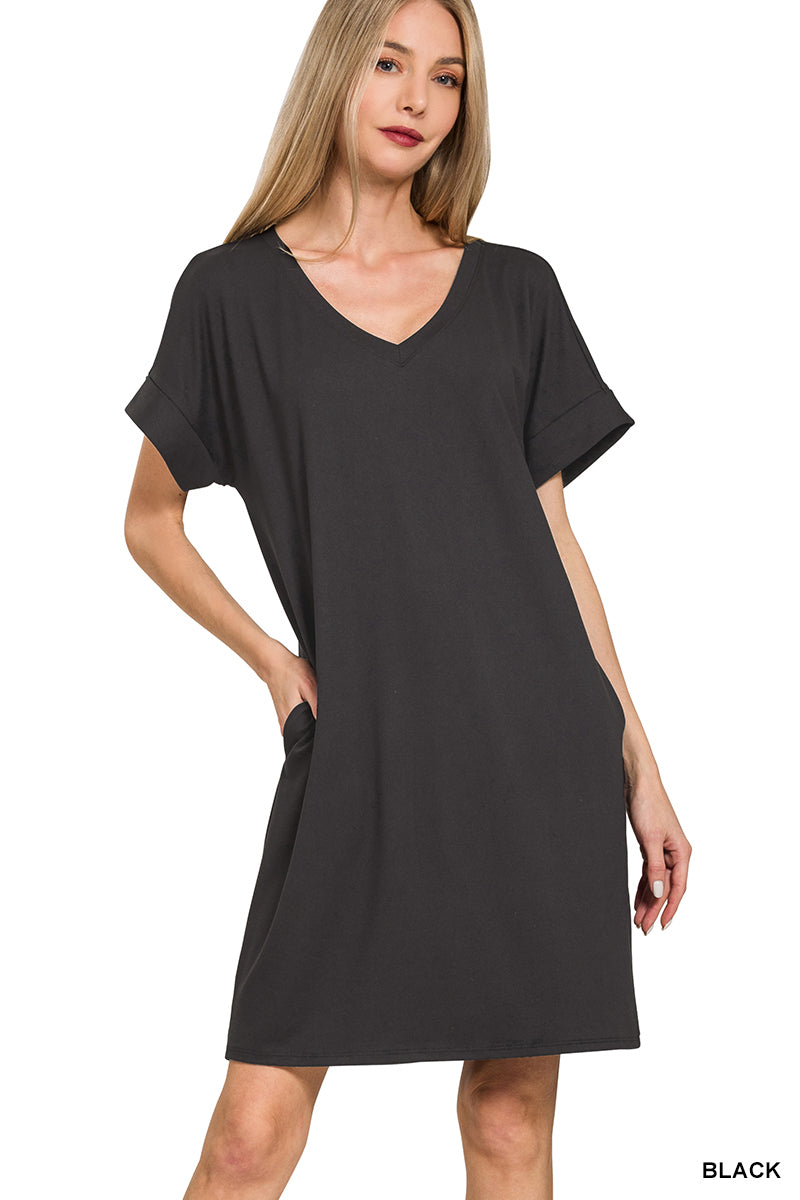 V-Neck Black Dress