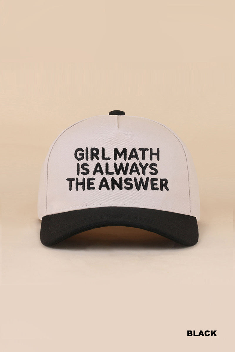 Girl Math Hat - Black