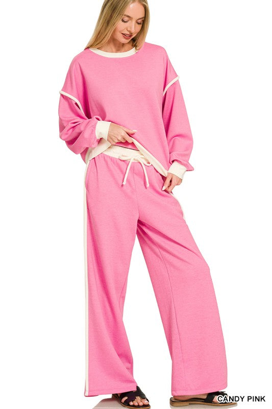 Scuba Sweatshirt & Pants Set-Pink