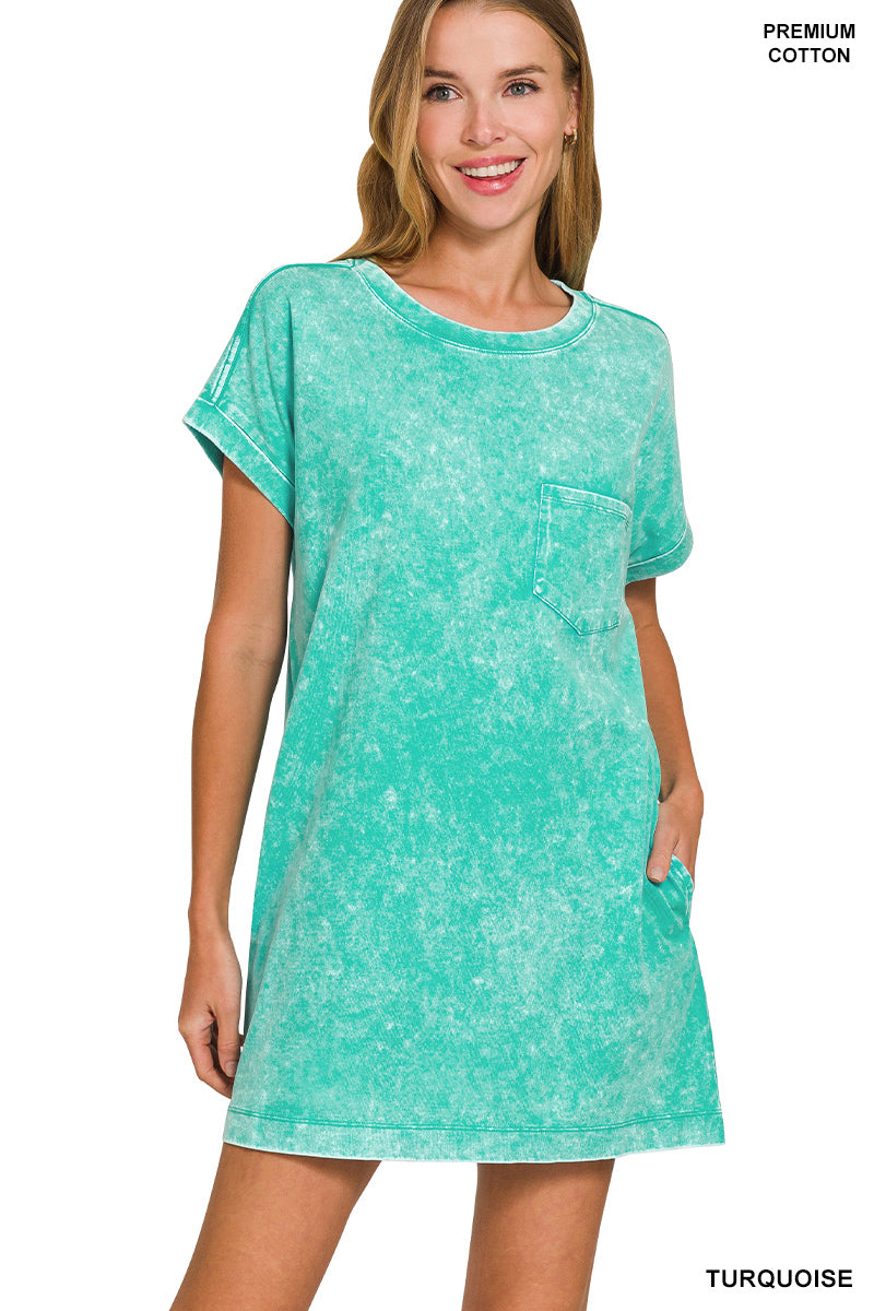 T-Shirt Dress-Turquoise