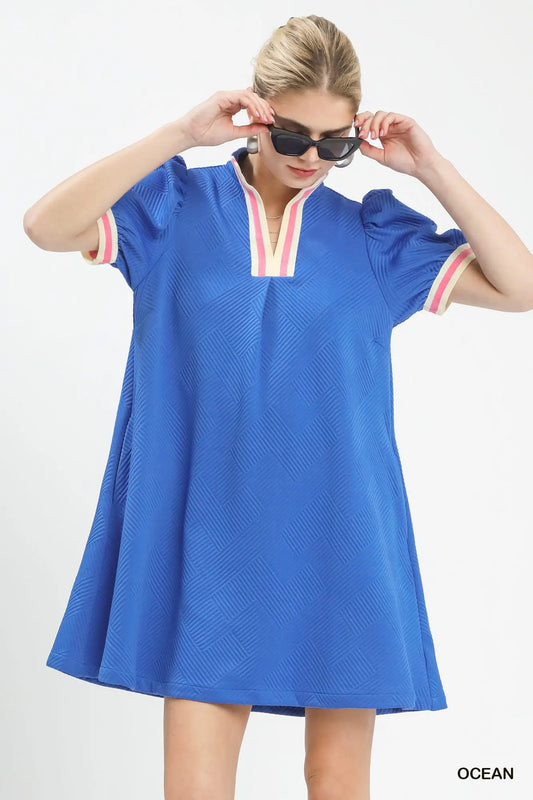 Ocean Blue w/Pink Trim Dress