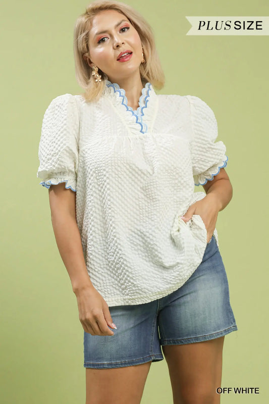 Off White Scalloped Top