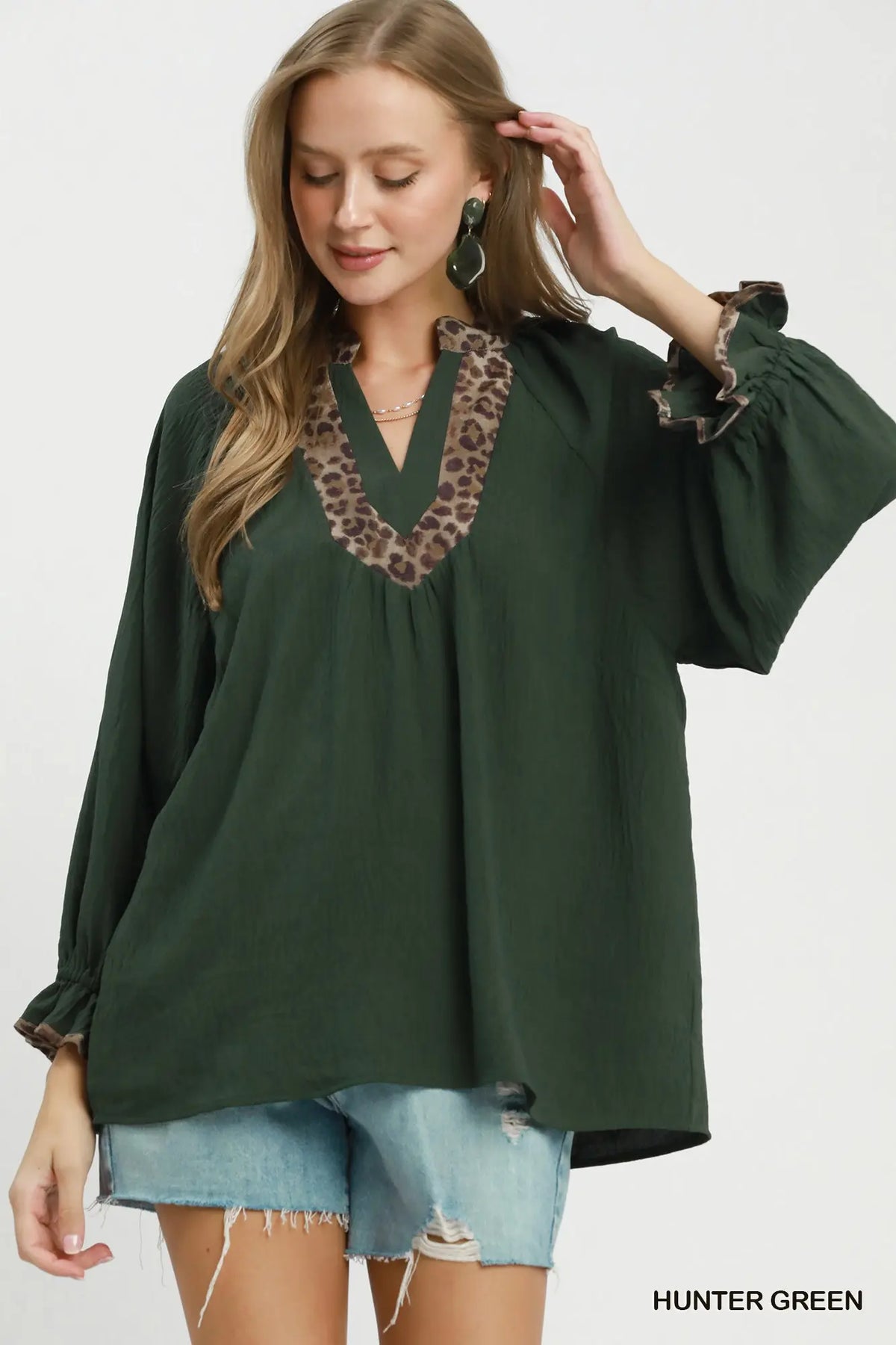 Olive Top w/ Leopard