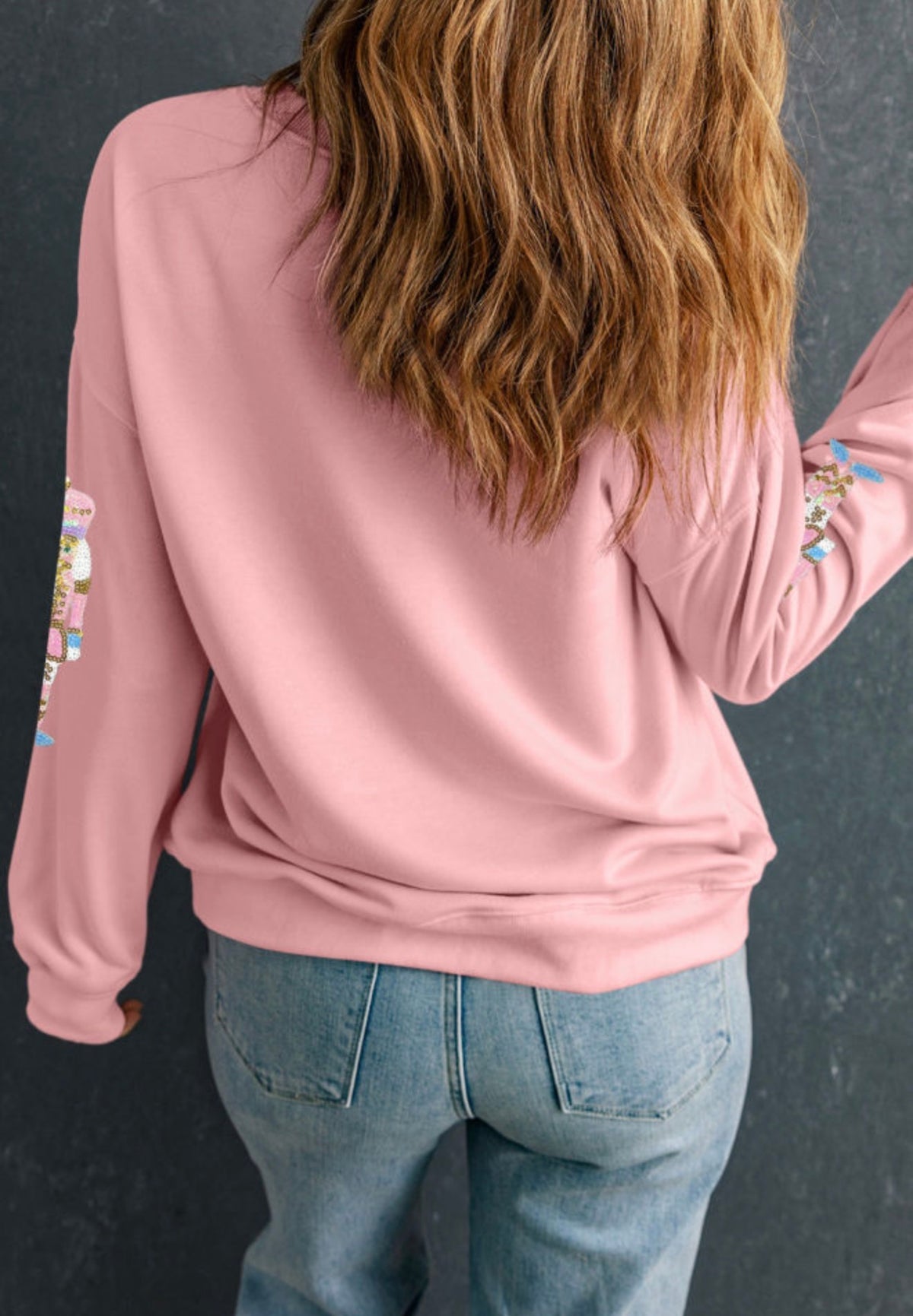 Pink Sequin Nutcracker Pullover