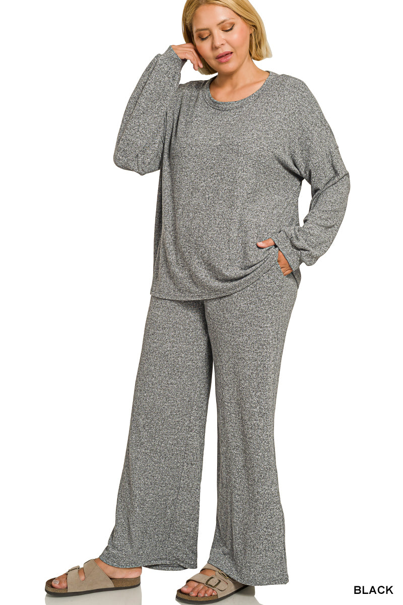 Curvy Soft LS Pants Set black