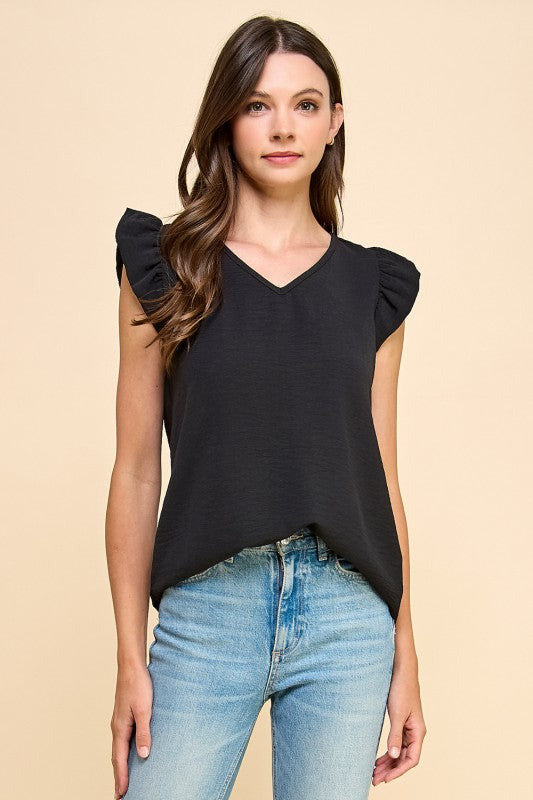 Black Ruffle Top