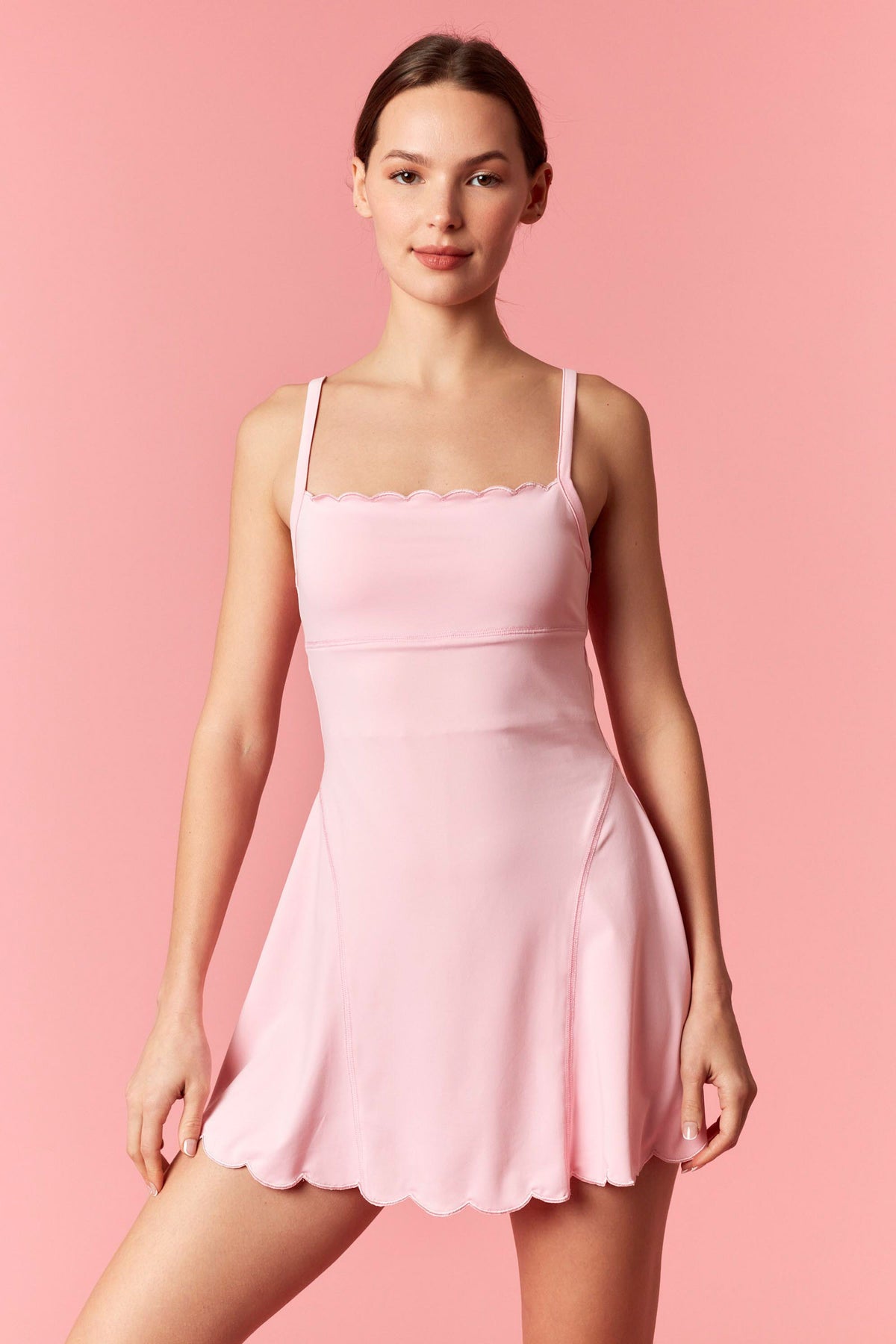 Pink Scalloped Athletic Dress