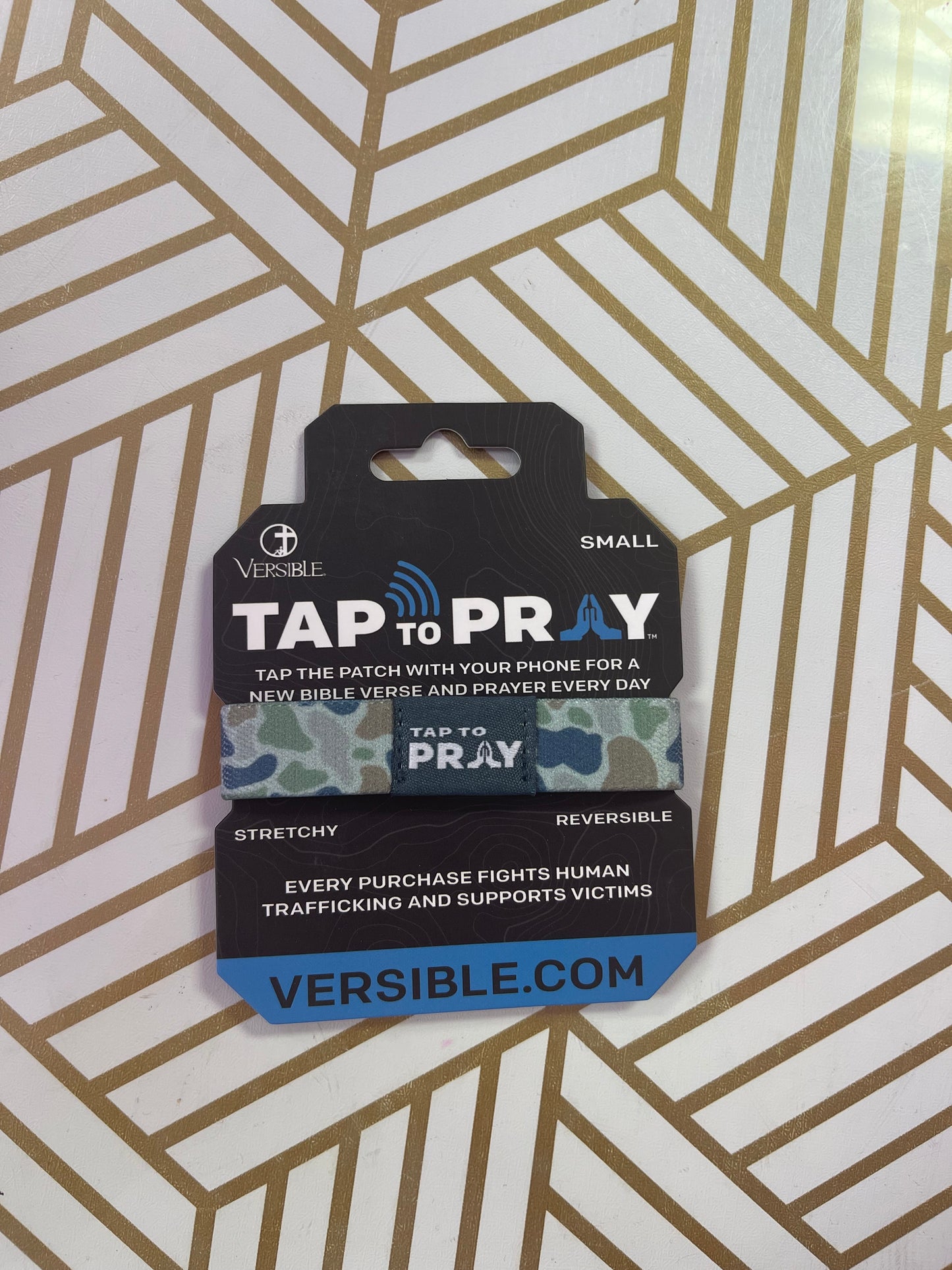 Tap To Pray® Wristband - River Rock Camo - Moss & Slate - Small