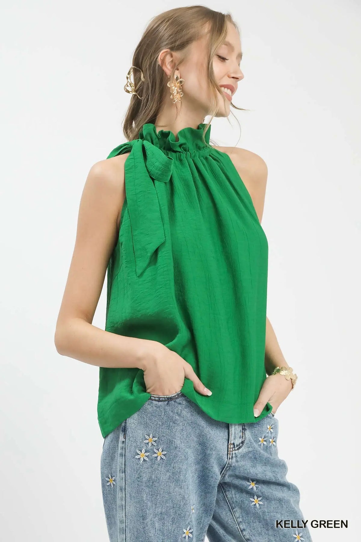 Green Bow Tie Top