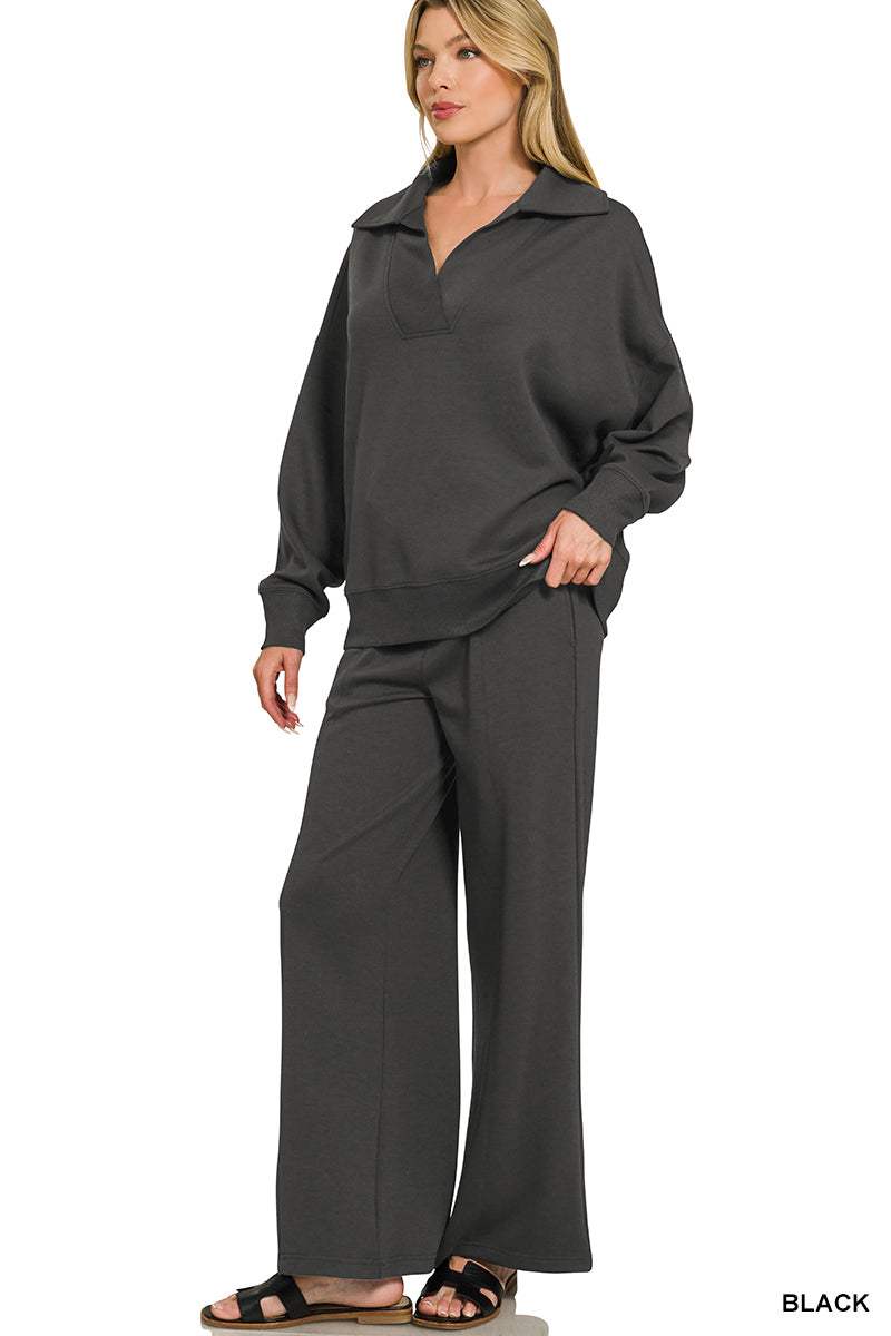 Scuba collared pullover set black