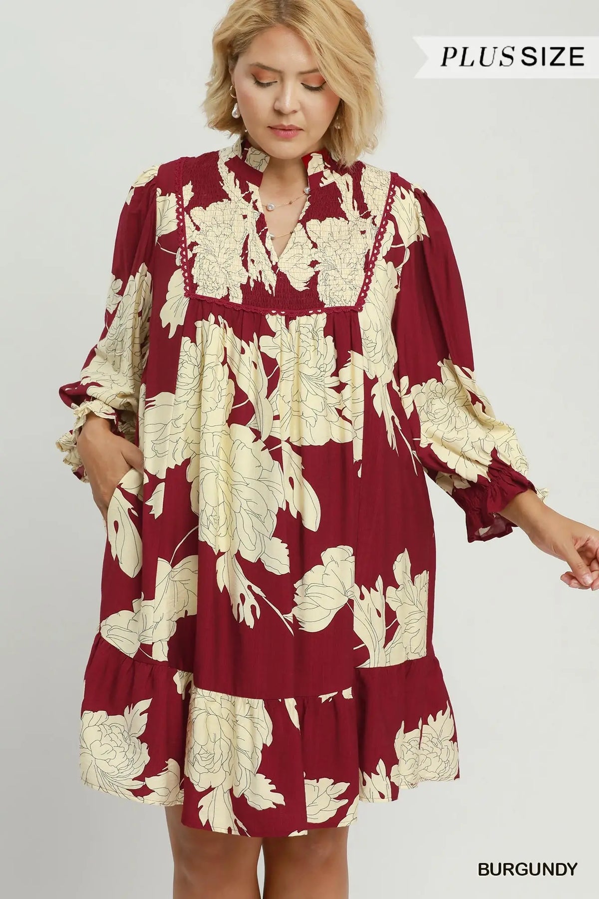 Burgundy Floral Dress