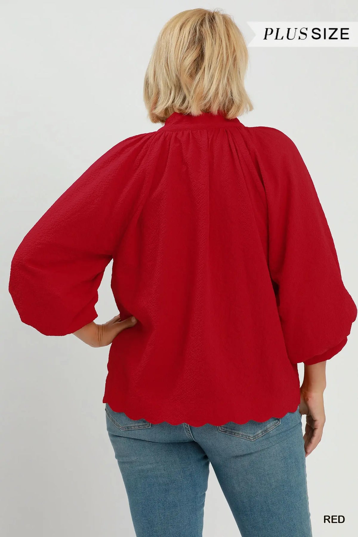Textured Scalloped Top Red