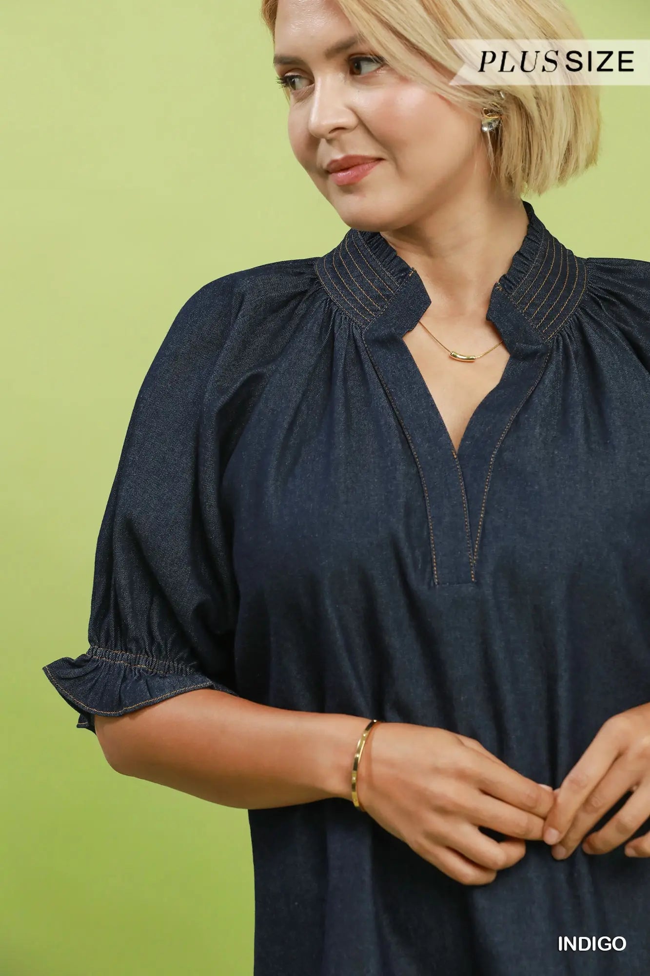 Denim Scalloped Top
