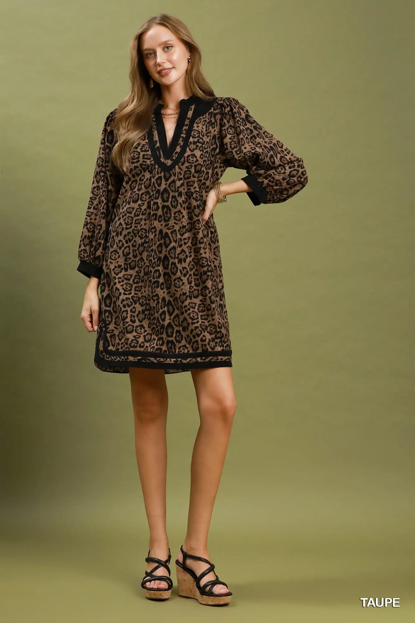 Taupe Leopard Tunic Dress