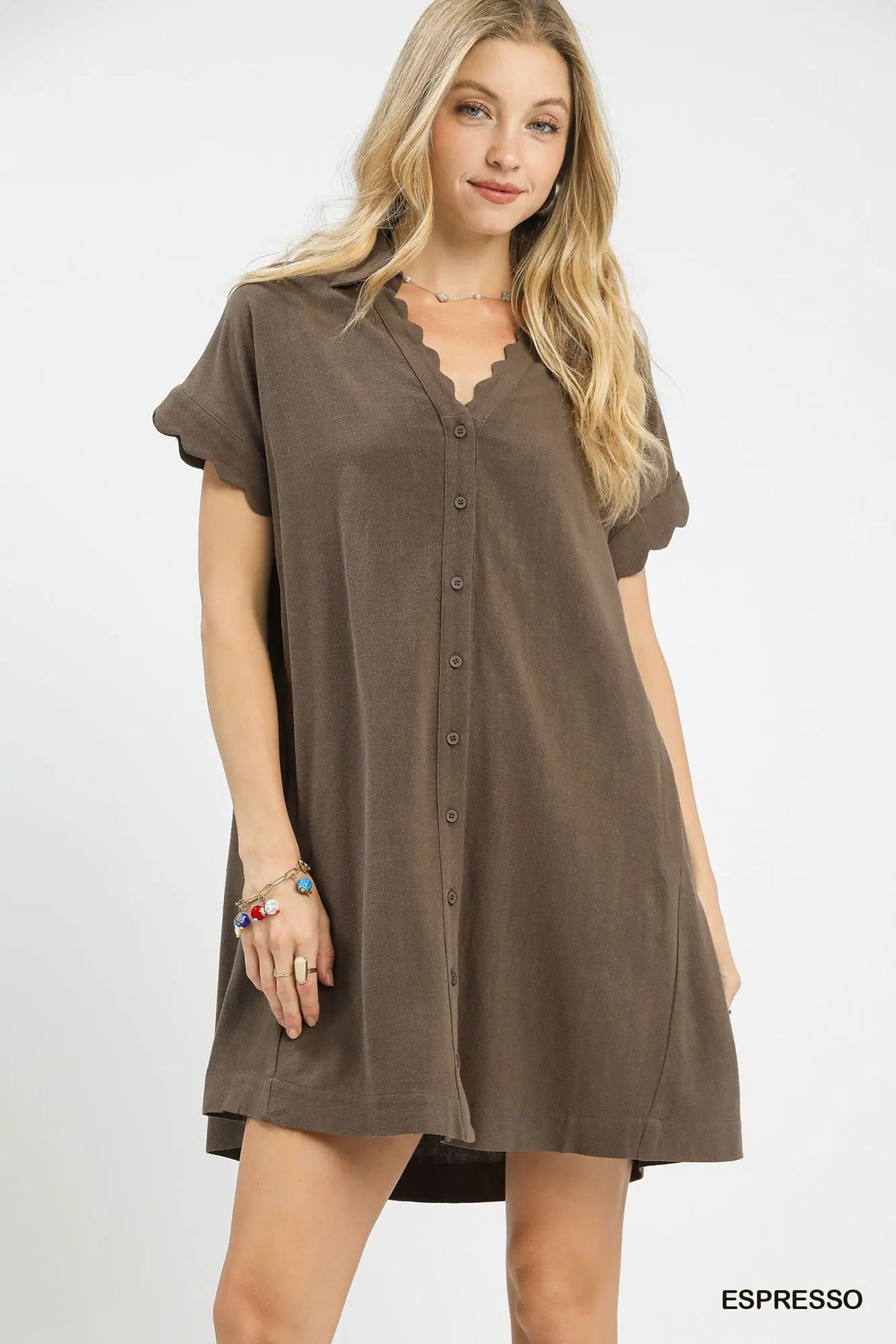 Espresso Scalloped dress
