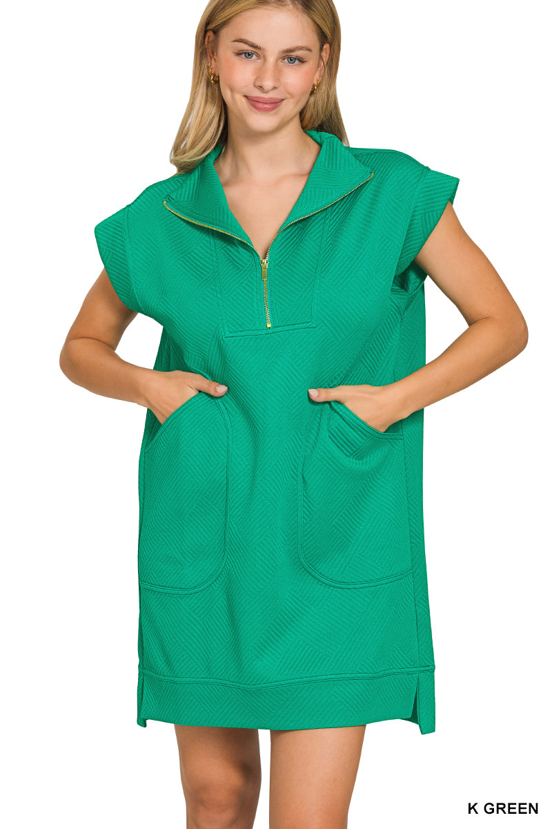 Green Textured Knit Dress