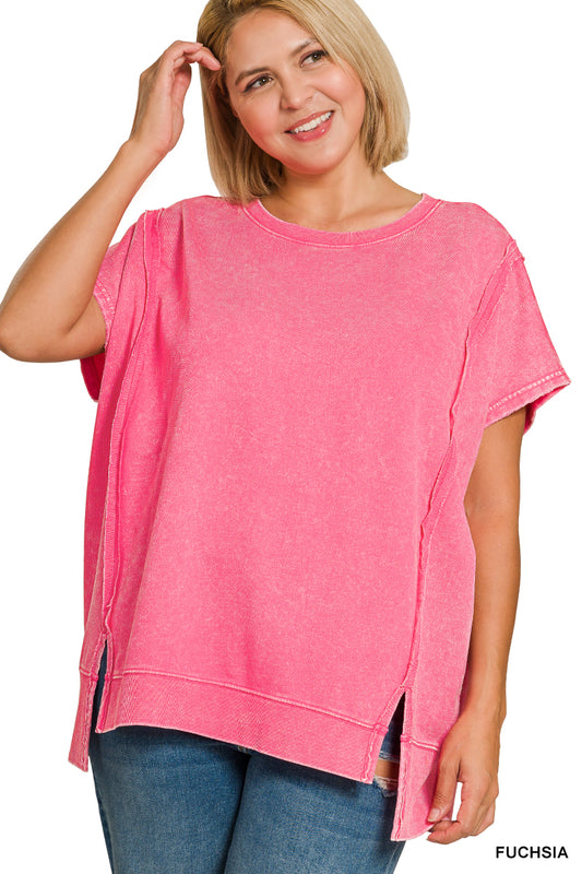 Side Cut Tee-Fuchsia