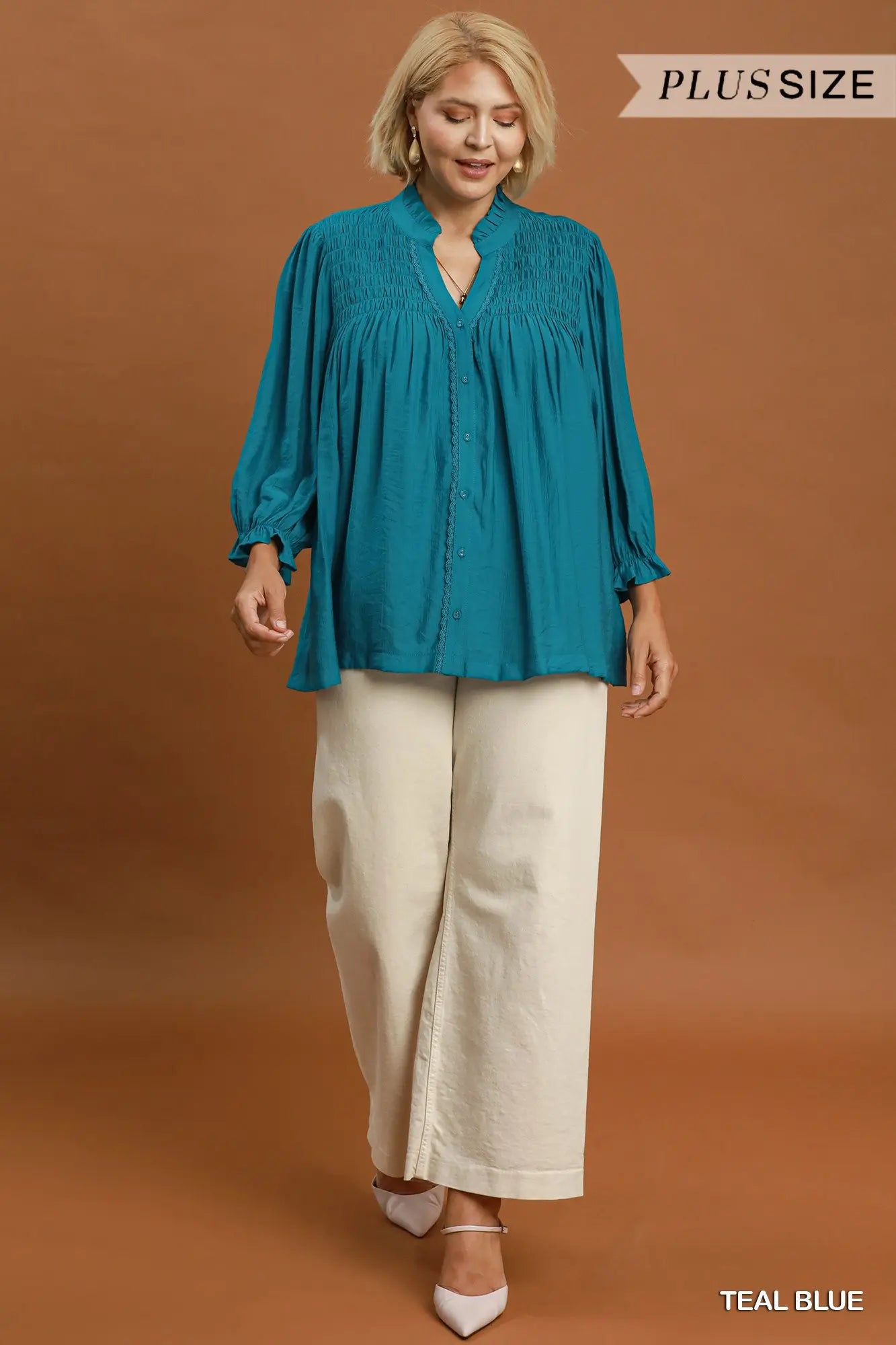 Teal Blue Detail Top