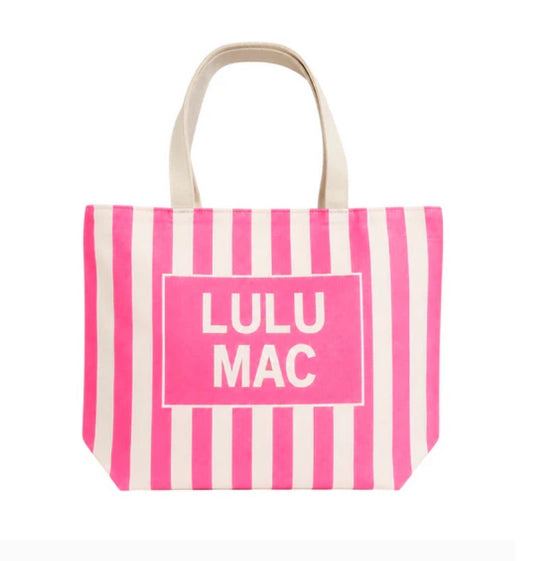LM-Lulu Mac Canvas Tote Pink/White Stripe