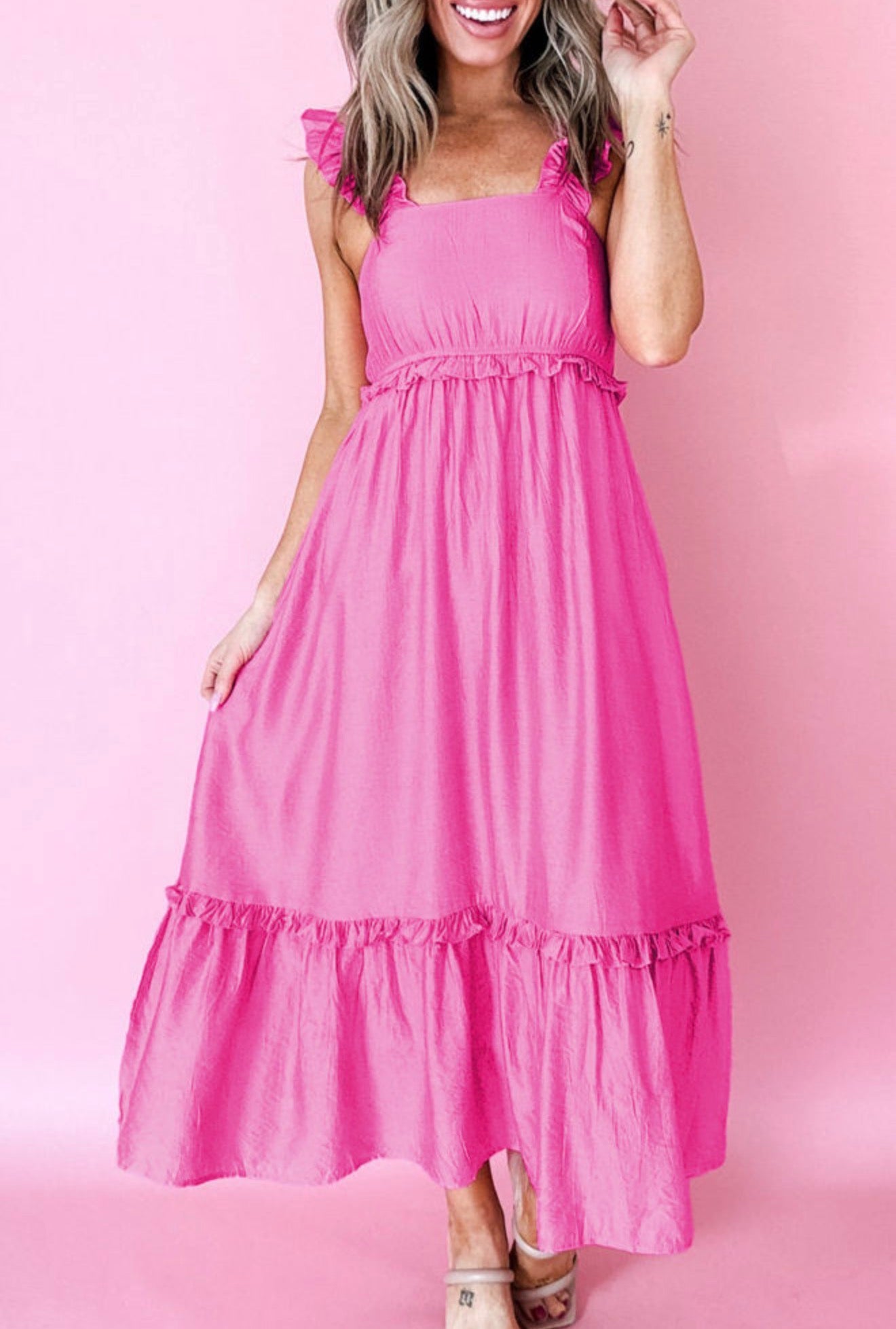 Hot Pink Ruffle Dress