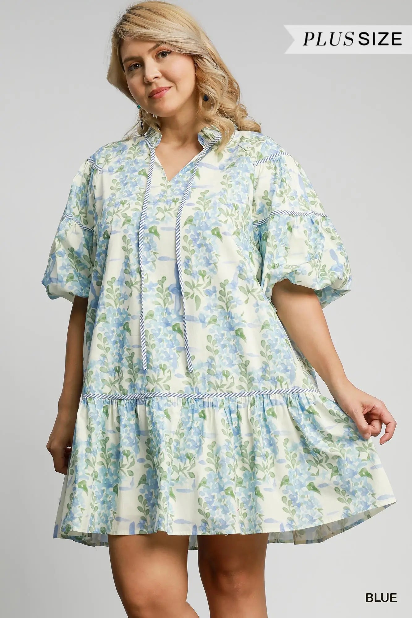 Blue Floral Curvy Dress