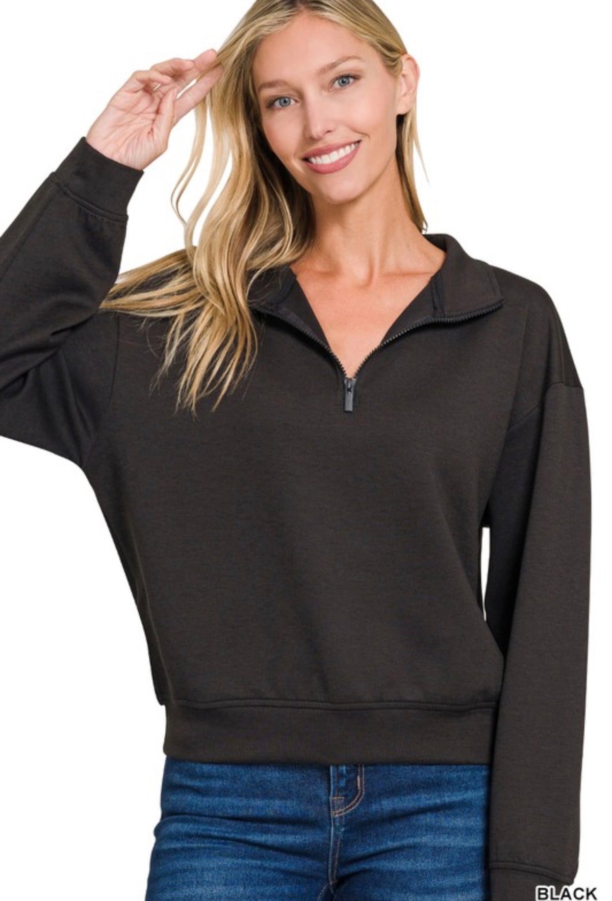 Scuba Half Zip Pullover- Black