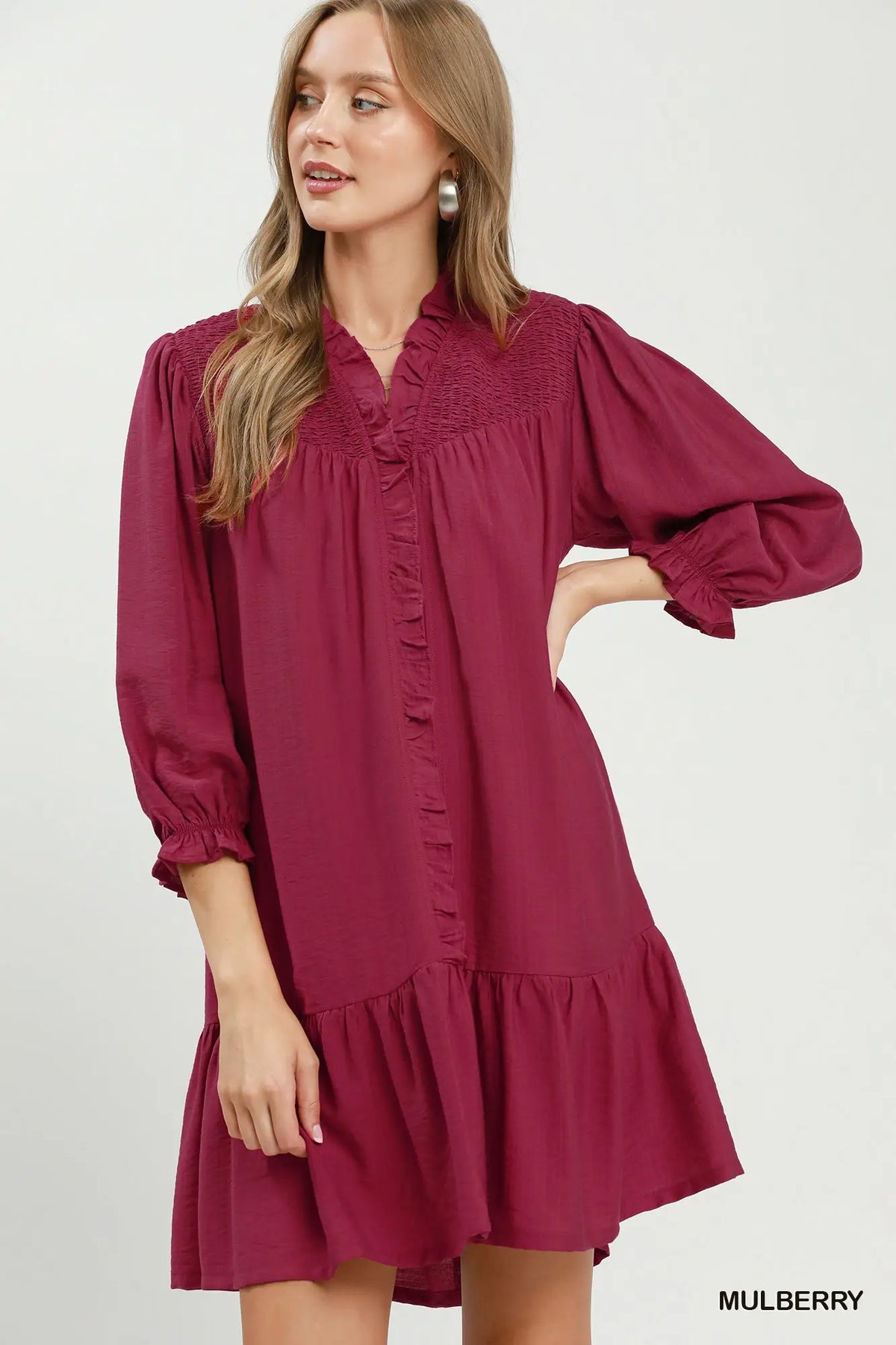 Burgundy Ruffle Dress
