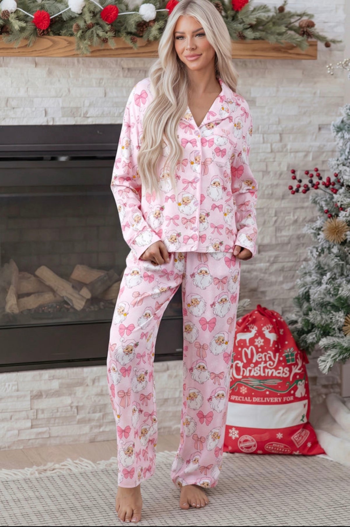 Pink Santa Pant Pajamas
