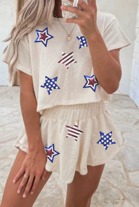 Sequin Patriotic Skort Set