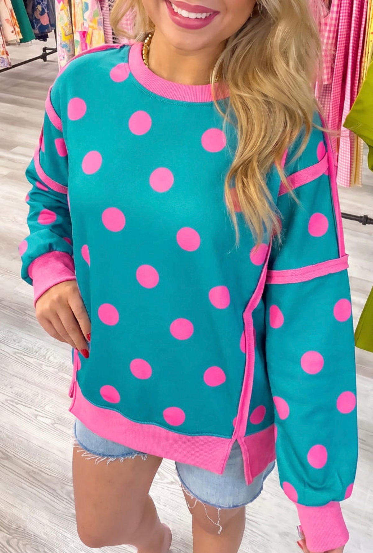 Blue Polkadot Sweatshirt