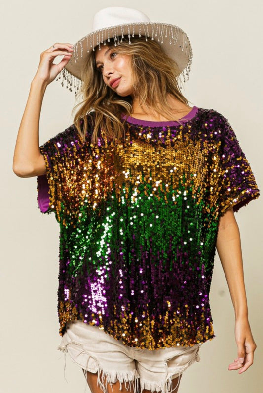 Mardi Gras Sequin Top