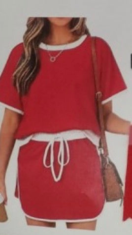 Game Day Skort Set-Red/White