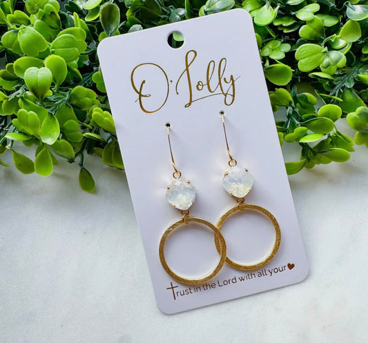 O'Lolly "Opal" Earrings - Opal Stone with Gold Hoop