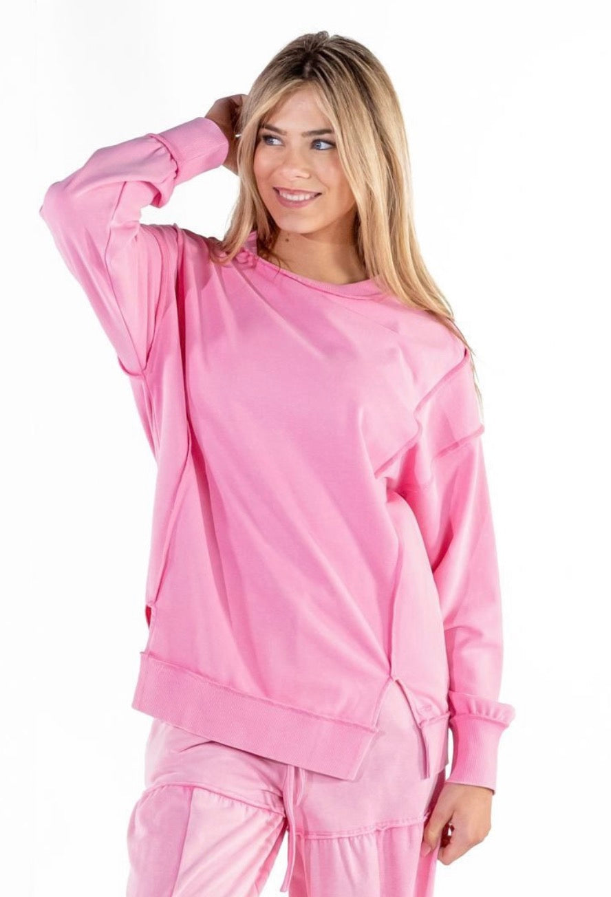 Pink Sweatshirt w/bow detail