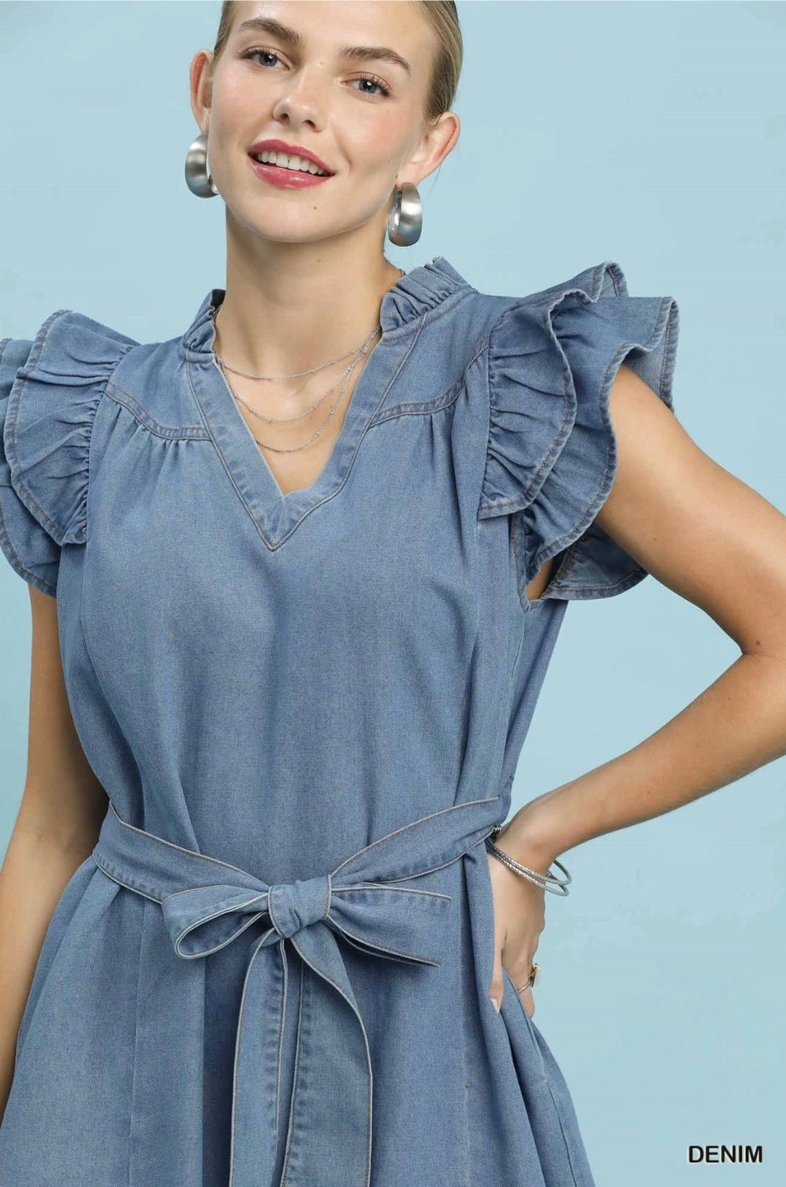 Denim Ruffle Dress