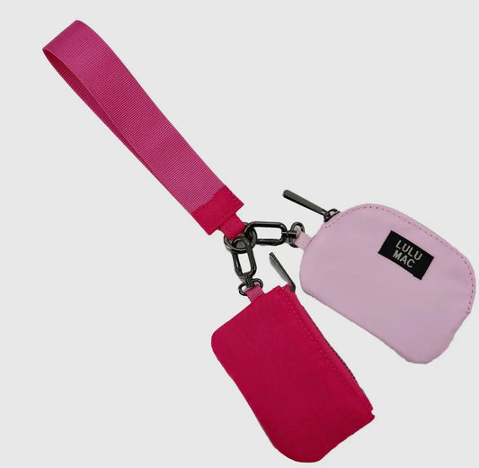 LM-Hot Pink/Light Pink Lulu Mac Double Pouch Wristlets