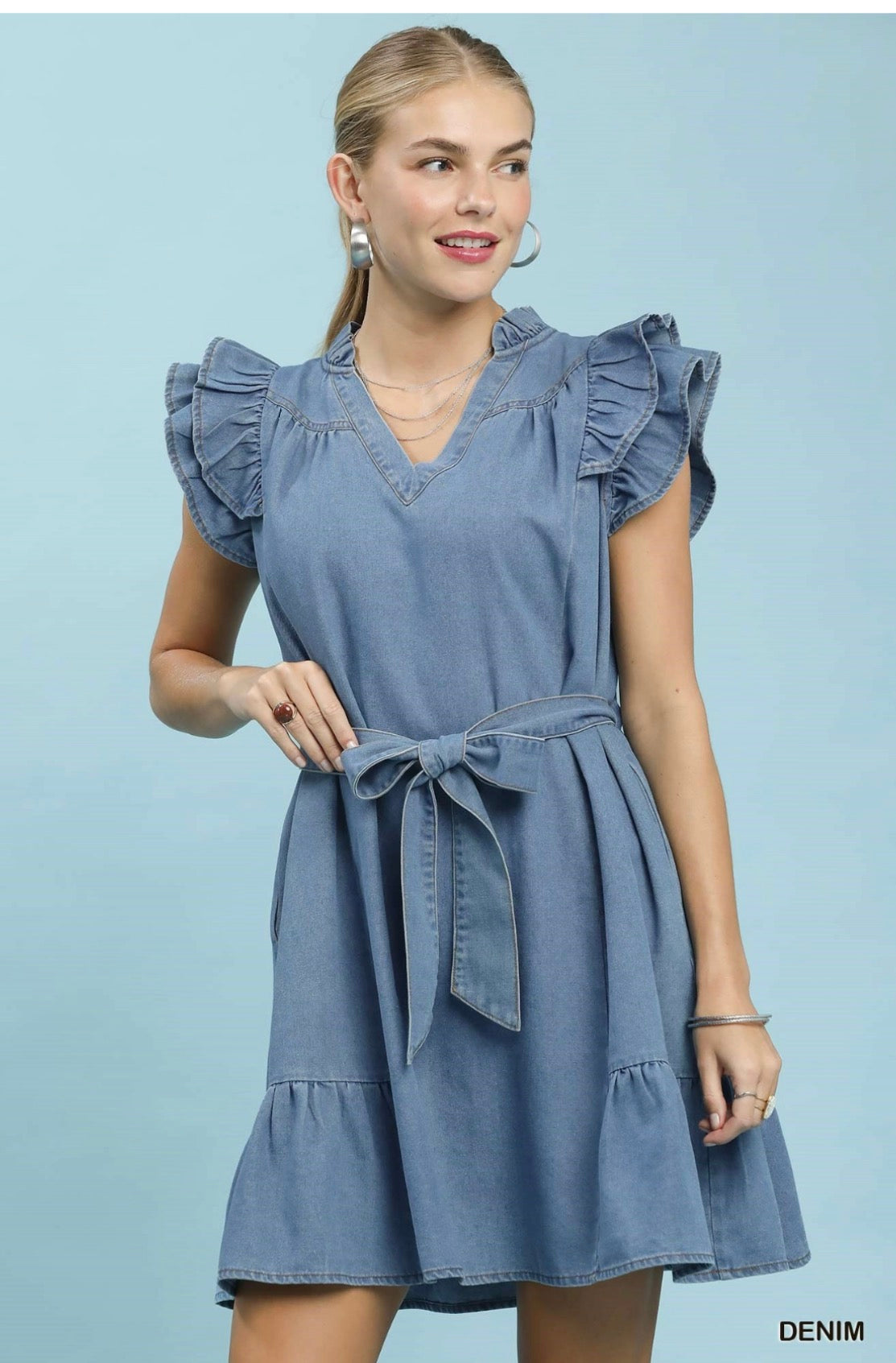 Denim Ruffle Dress