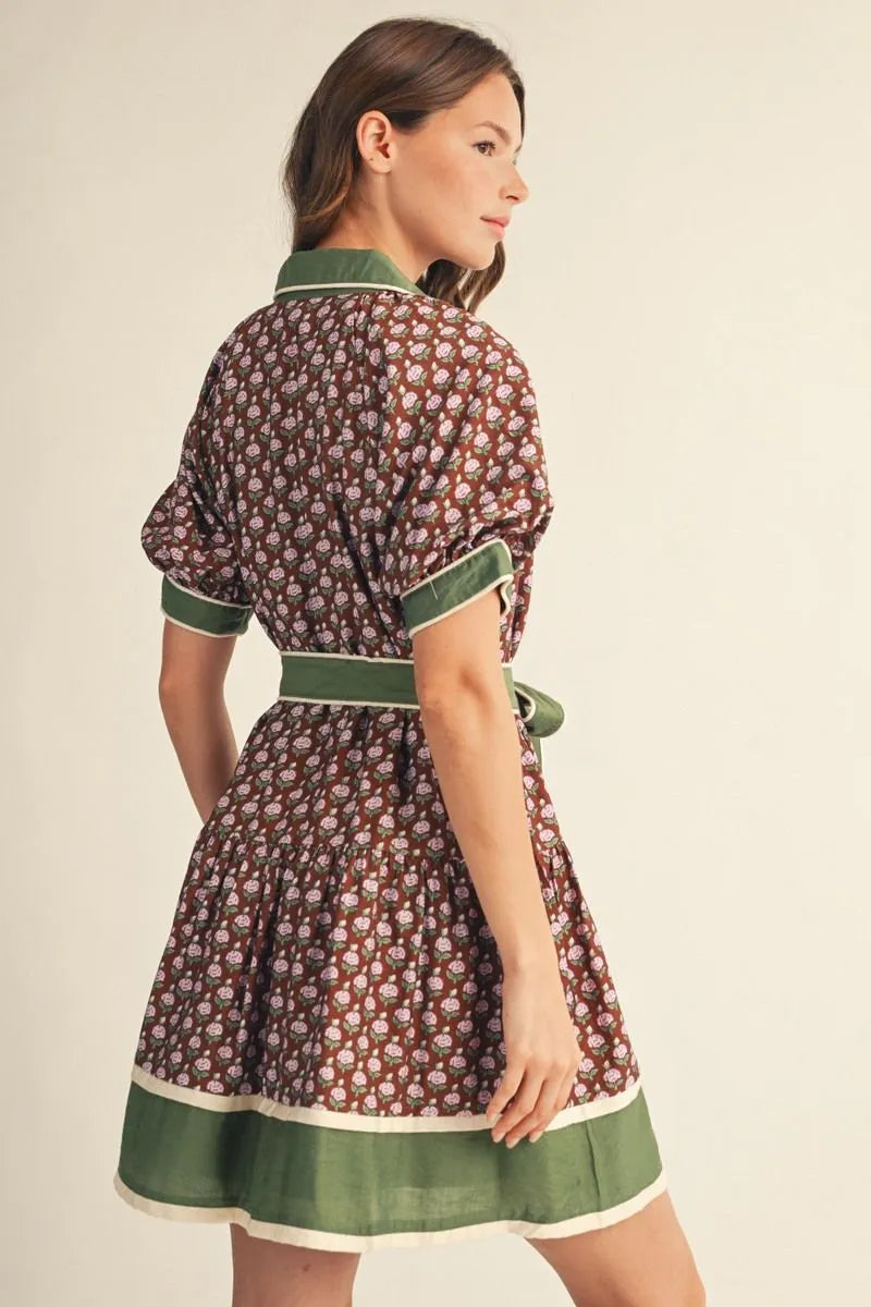 Brown/Green Floral Dress