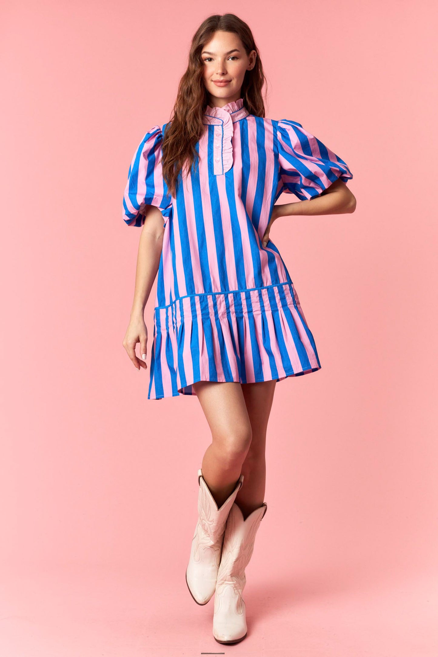 Pink/Blue Striped Dress