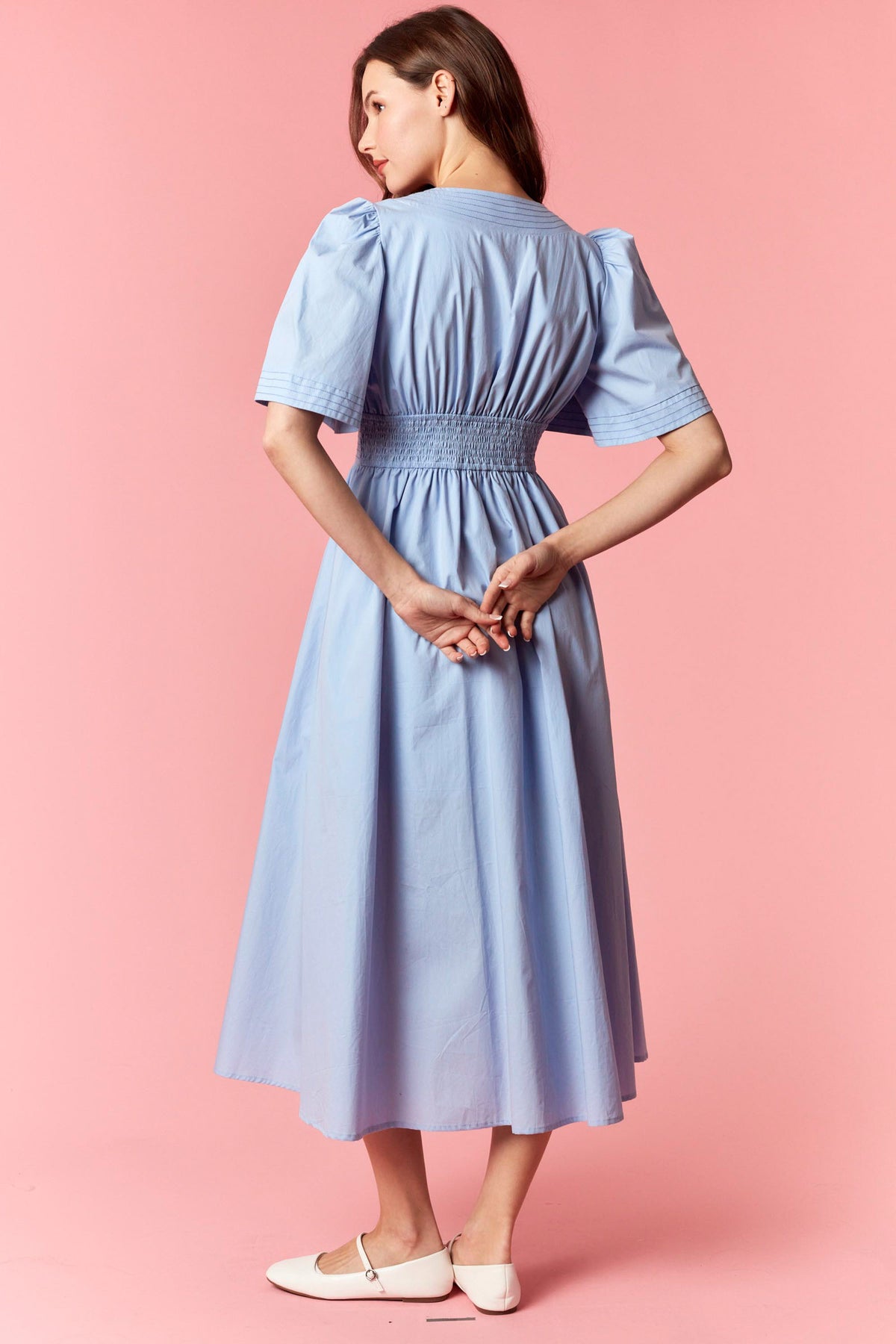 Light Blue Zip Detailed Dress