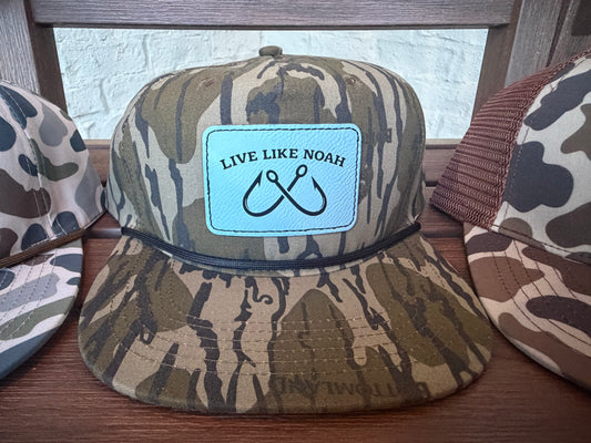 Live Like Noah Blue & Bottomland Camo Hat