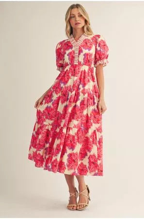 Red Floral Mix Dress