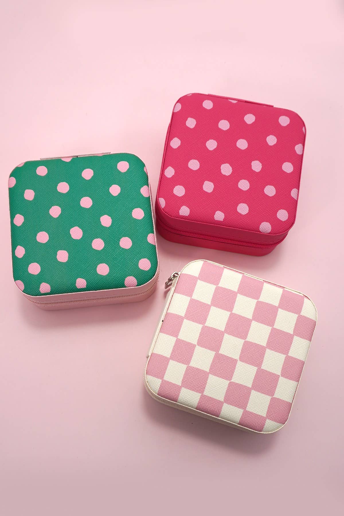 DESIGNED JEWELRY ORGANIZER TRAVEL BOX CASE |BOW LT PINK
