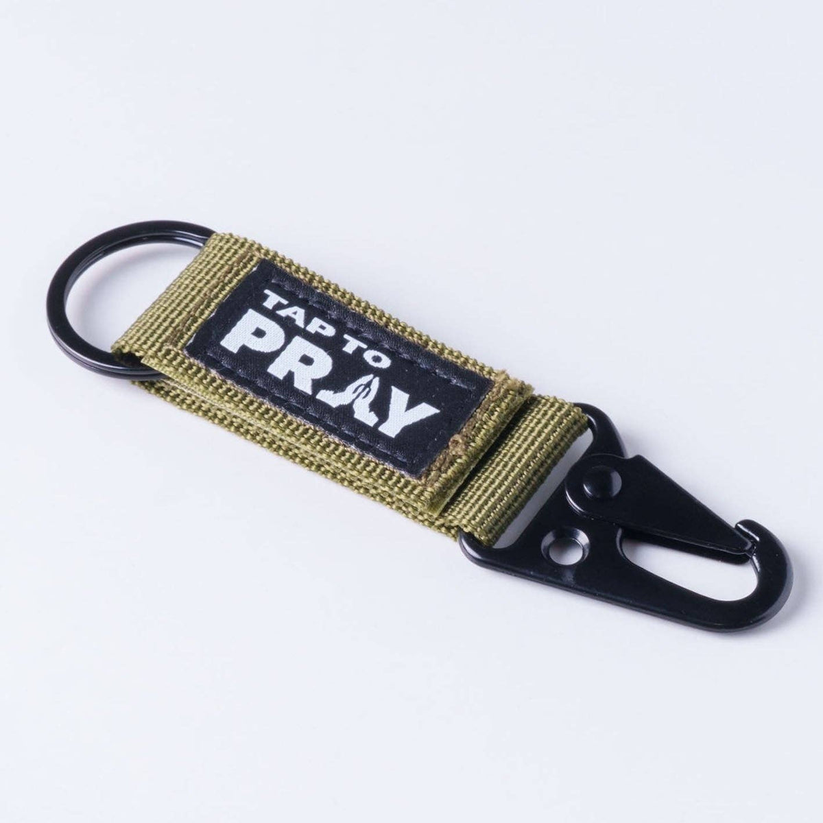 Tap To Pray® Tactical Carabiner Keychain: Moss Camo