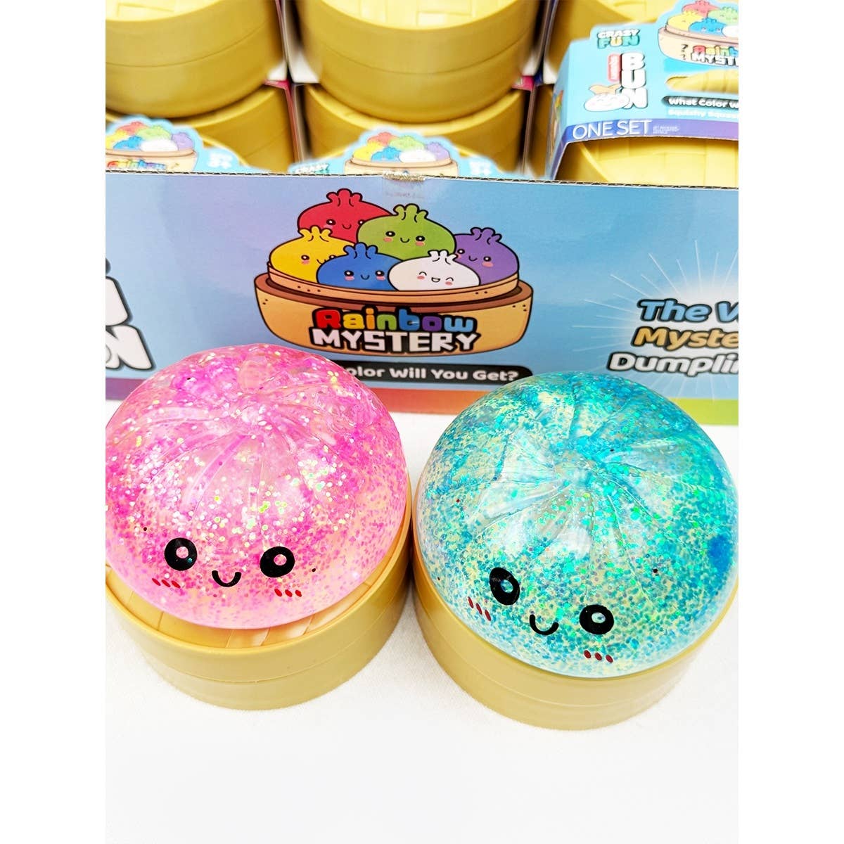 Glitter Maltose Mystery Dumpling Squishy with Steamer