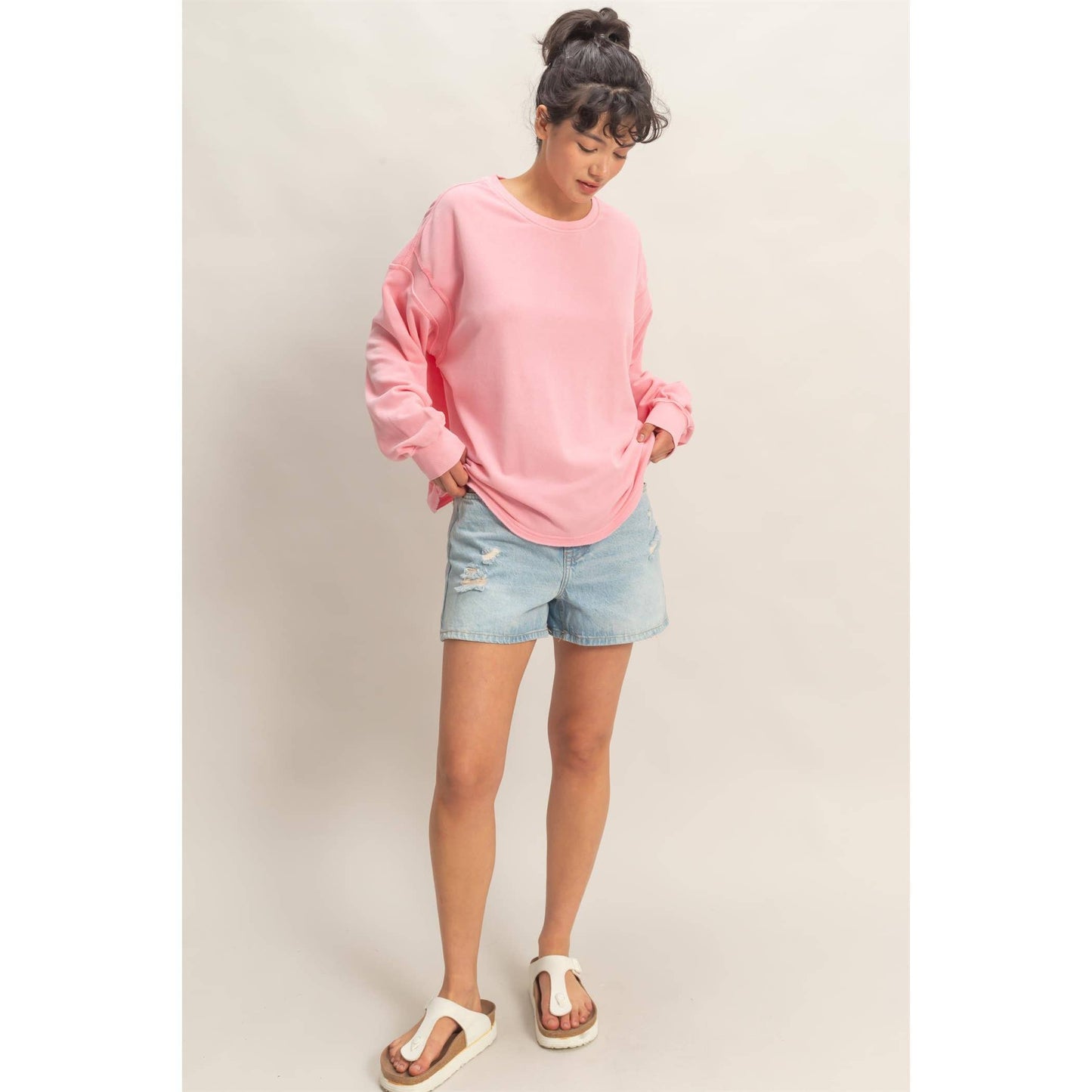 Oversized Cross Detail Open Back Sweatshirt: TURQUOISE