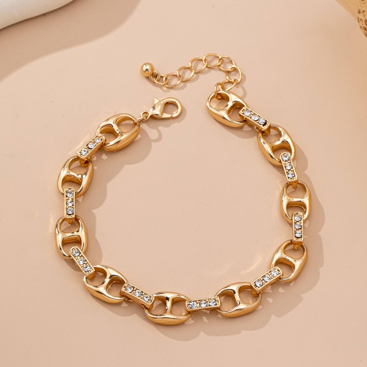 Sparkling Gold Link Chain Bracelet
